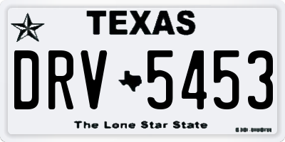 TX license plate DRV5453