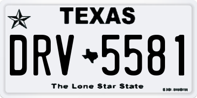 TX license plate DRV5581