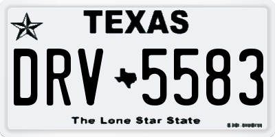 TX license plate DRV5583