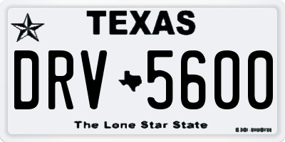 TX license plate DRV5600