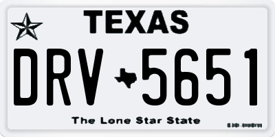 TX license plate DRV5651