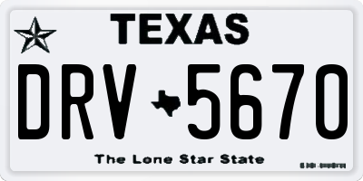 TX license plate DRV5670