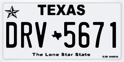 TX license plate DRV5671