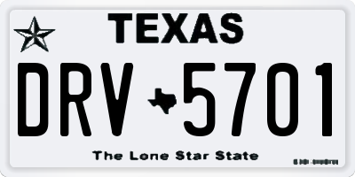 TX license plate DRV5701