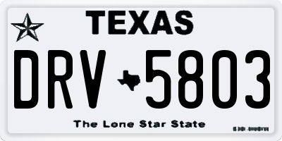 TX license plate DRV5803