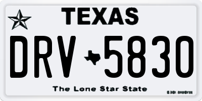 TX license plate DRV5830