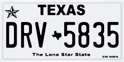 TX license plate DRV5835