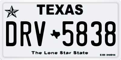 TX license plate DRV5838