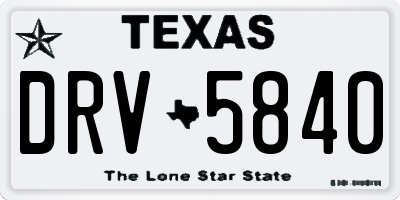 TX license plate DRV5840