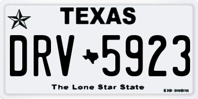 TX license plate DRV5923