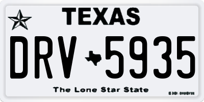 TX license plate DRV5935