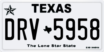 TX license plate DRV5958