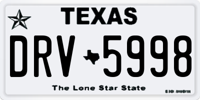 TX license plate DRV5998