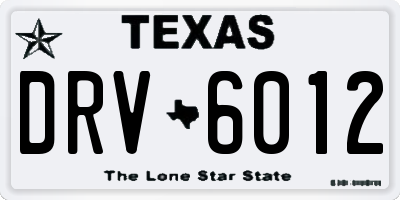 TX license plate DRV6012