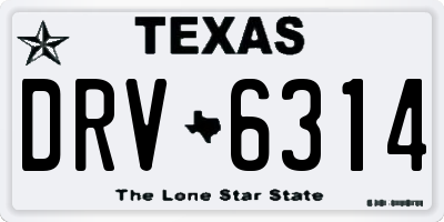 TX license plate DRV6314