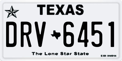 TX license plate DRV6451