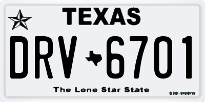 TX license plate DRV6701