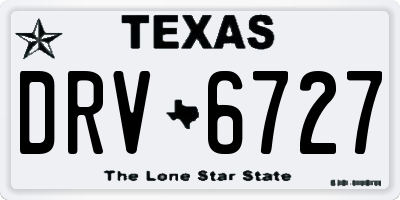 TX license plate DRV6727