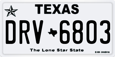 TX license plate DRV6803