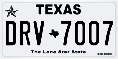 TX license plate DRV7007