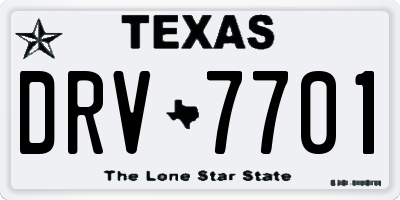 TX license plate DRV7701