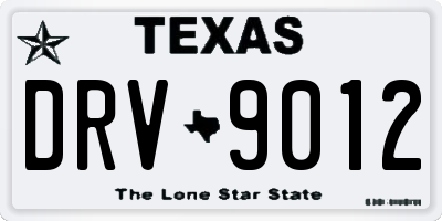 TX license plate DRV9012