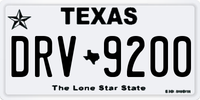 TX license plate DRV9200