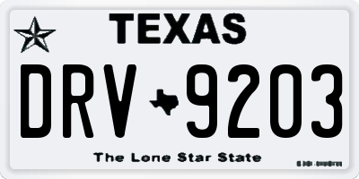 TX license plate DRV9203