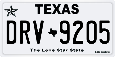 TX license plate DRV9205