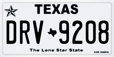 TX license plate DRV9208