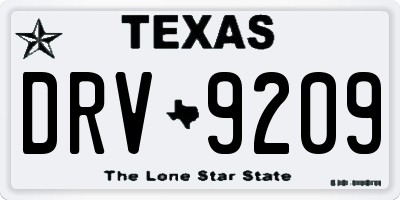 TX license plate DRV9209