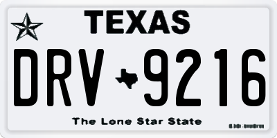 TX license plate DRV9216