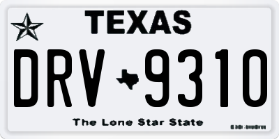 TX license plate DRV9310