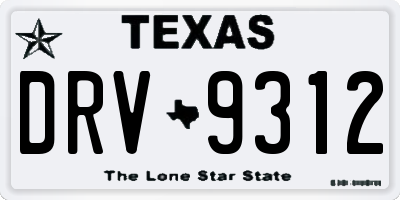 TX license plate DRV9312