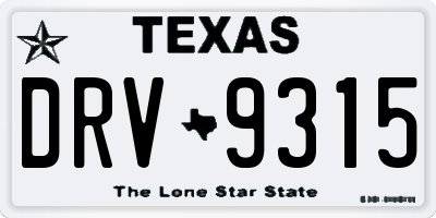 TX license plate DRV9315