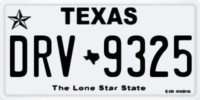 TX license plate DRV9325