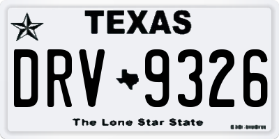 TX license plate DRV9326