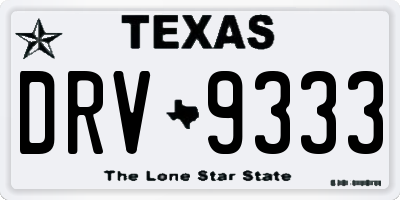 TX license plate DRV9333