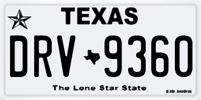 TX license plate DRV9360