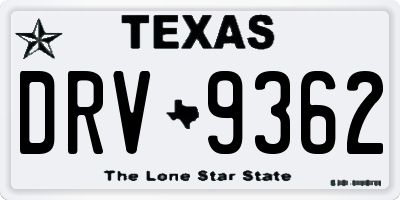 TX license plate DRV9362