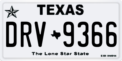 TX license plate DRV9366
