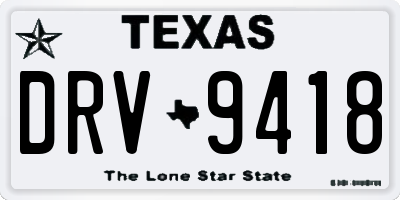 TX license plate DRV9418