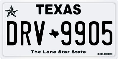 TX license plate DRV9905