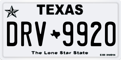 TX license plate DRV9920