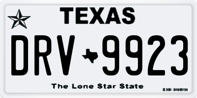 TX license plate DRV9923