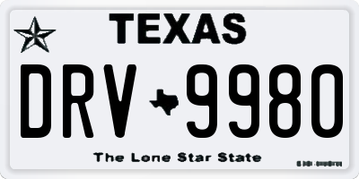 TX license plate DRV9980