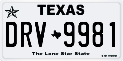 TX license plate DRV9981