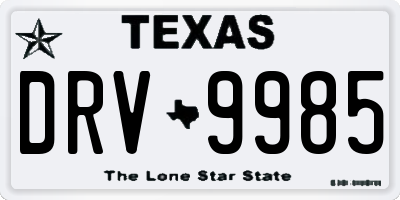 TX license plate DRV9985