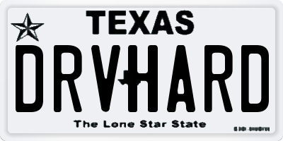 TX license plate DRVHARD