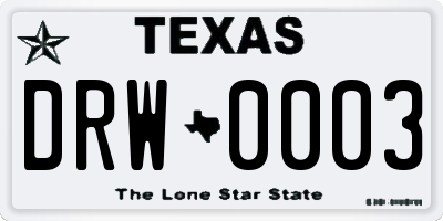 TX license plate DRW0003